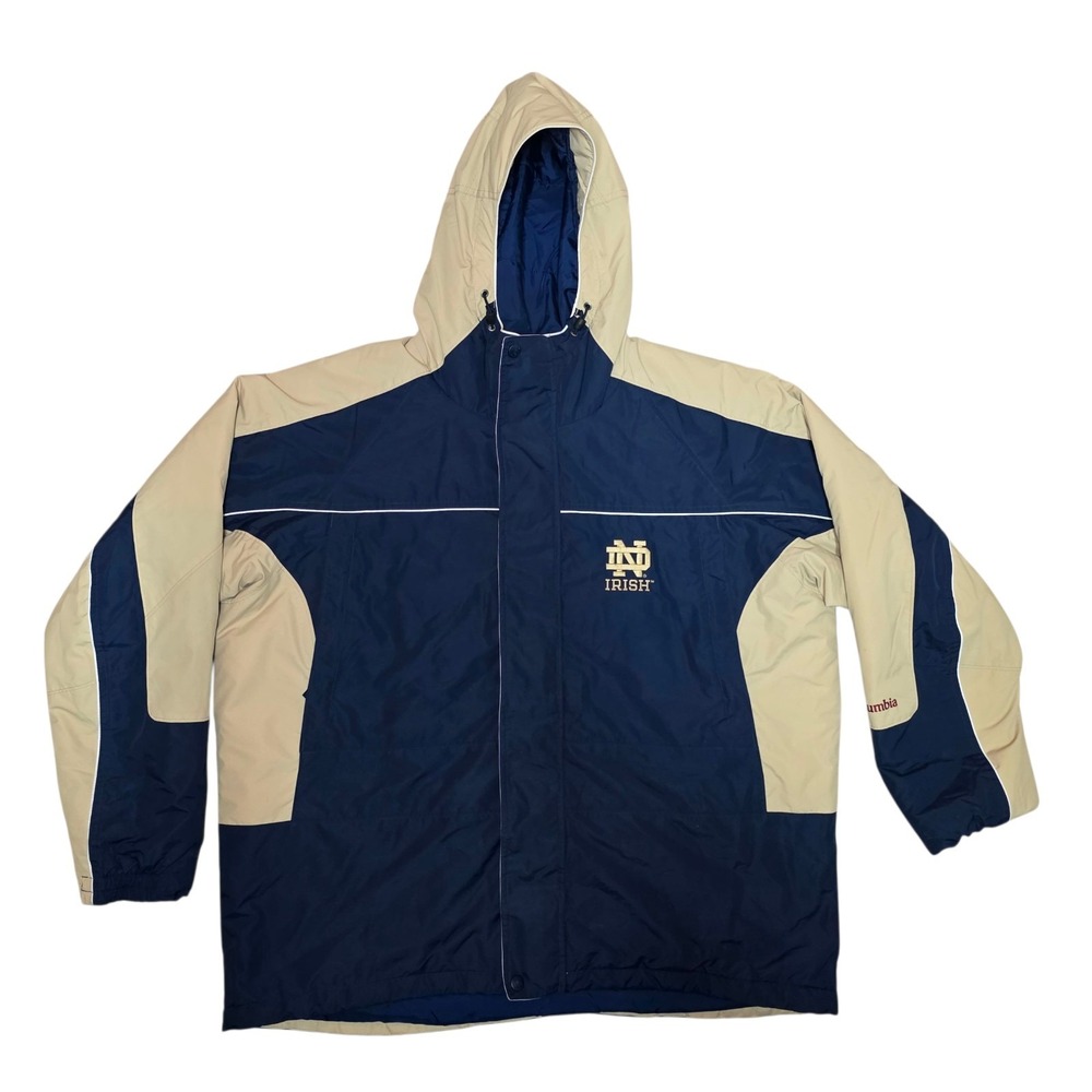 Columbia Notre Dame Fighting Irish Jacket Mens XL Hooded Full Zip Windbreaker